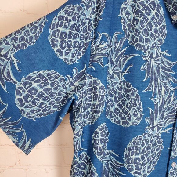 Simply Southern Shirt Mens L Blue Pineapple Hawaiian Short Sleeve Button Down - Picture 7 of 12